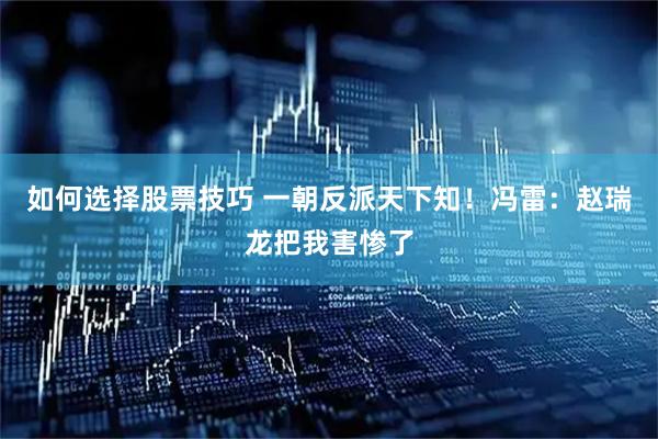 如何选择股票技巧 一朝反派天下知！冯雷：赵瑞龙把我害惨了